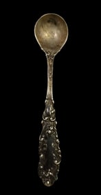 Ornate Antique Sterling Silver Salt Spoon