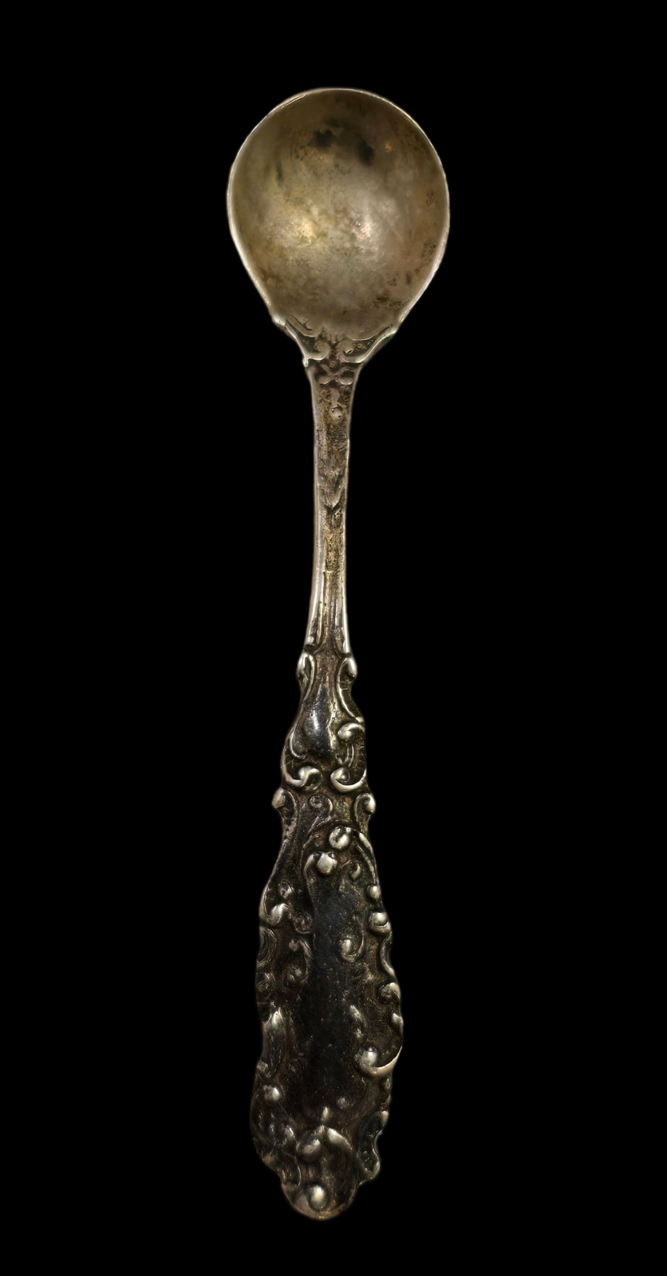 Ornate Antique Sterling Silver Salt Spoon (1 of 7)