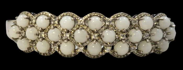 Vintage Sterling Silver & Gemstone Cuff Bracelet