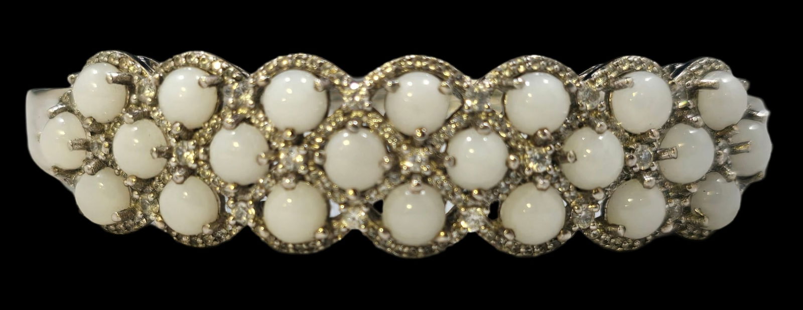 Vintage Sterling Silver & Gemstone Cuff Bracelet (1 of 6)