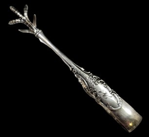 Ornate Vintage Sterling Silver Bird Claw Sugar Tongs