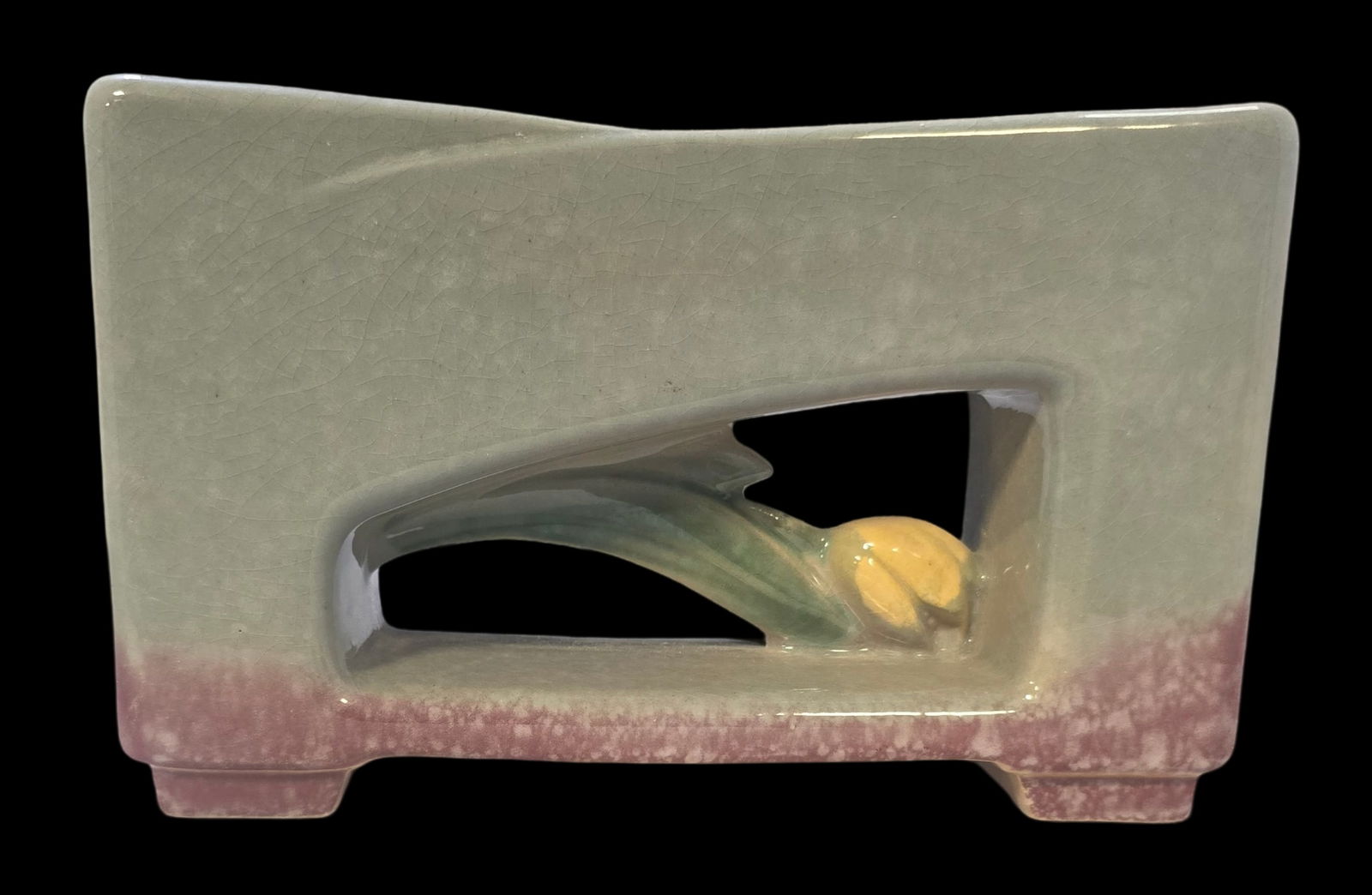 Vintage ROSEVILLE Art Pottery ARTWOOD Gray Window Box Planter (1 of 6)