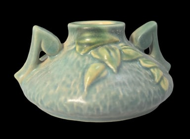 Vintage ROSEVILLE Art Pottery CLEMATIS Blue Candle Holder