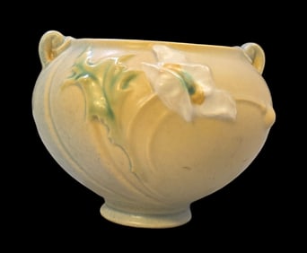 Vintage ROSEVILLE Art Pottery POPPY Cream Ceramic Bowl