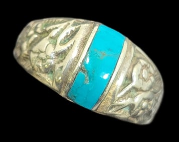 Vintage Sterling Silver & Turquoise Gemstone Ring