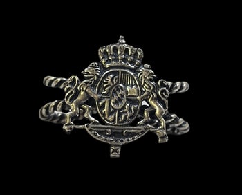 Vintage European 800 Silver Aristocratic Crest Bolo Tie Slider