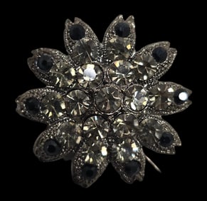 Vintage Silvertone Metal & Two-Tone Rhinestone Costume Jewelry Brooch