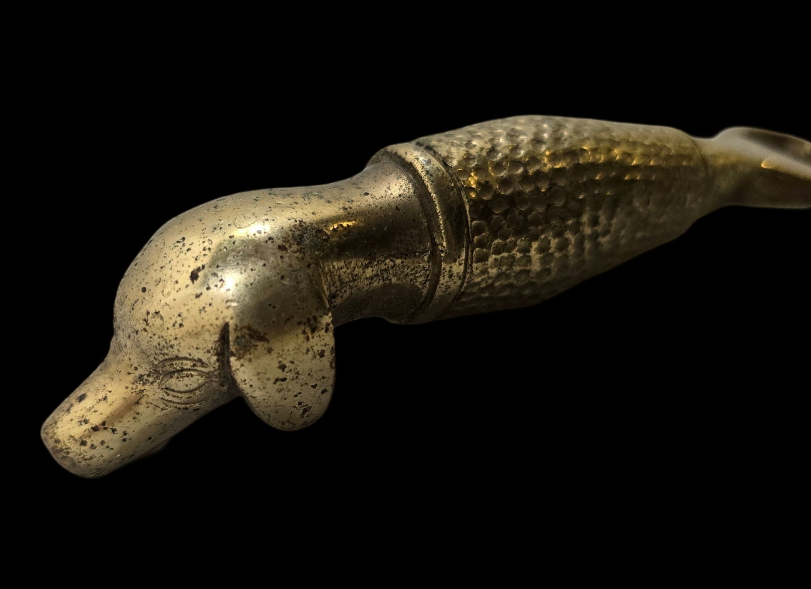 Unusual Vintage Brass Dog-Shaped Bottle Opener: Good vintage working condition with minor wear according to age. Measures approx. 6" wide