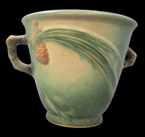 Vintage ROSEVILLE Art Pottery PINECONE Green Ceramic Planter