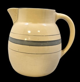 Vintage ROSEVILLE Art Pottery Tan & Gray Utilityware Pitcher