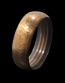 Antique 19th Century Gilt Brass or Copper Engraved Band Ring