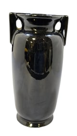 Vintage ROSEVILLE Art Pottery Black Ceramic Vase