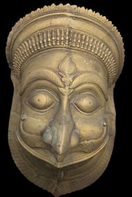 Large 19th Century Indian Cast Metal Wall Mask of "NARASIMHA (MAN LION)" - Avatar of Vishnu