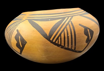 Ornate Vintage Handmade Native American Hopi Pottery Bowl