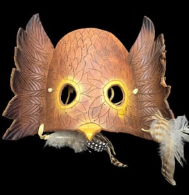 Vintage Native American Handmade Owl Leather Mask