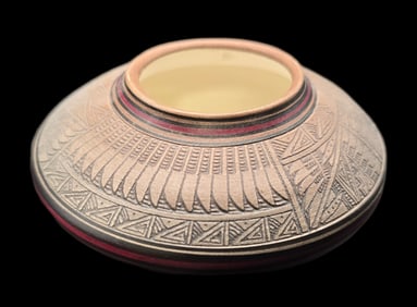 Rare Vintage Native American Navajo BOB LANSING Pottery Seed Pot