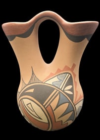 Vintage Southwestern Native American Pueblo DOLORES TOYA Pottery Wedding Vase