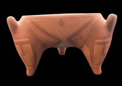 Vintage Pre-Columbian Style Pottery Tipod Vessel