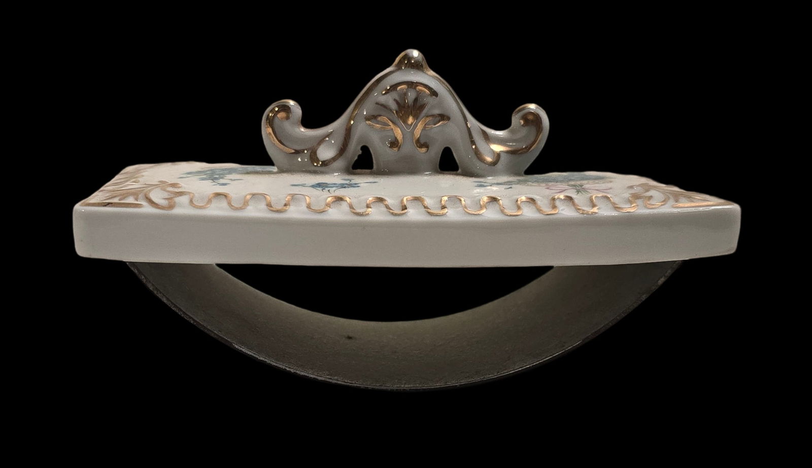 Antique French Hand Painted Porcelain Ink Blotter: Very good vintage condition with minor wear according to age, please see pictures. No cracks or repairs. Measures approx. 3" high x 5" wide.