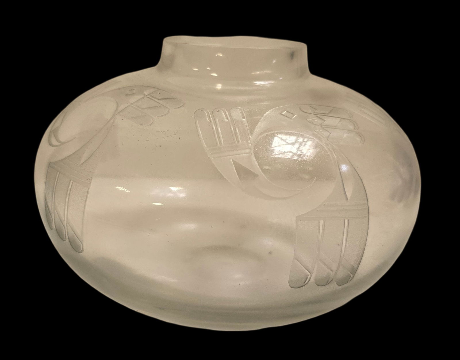 Vintage Native American PERRY COYLE Etched Art Glass Vessel (1 of 5)