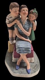 Vintage NORMAN ROCKWELL "Mother & Kids" Ceramic Figurine