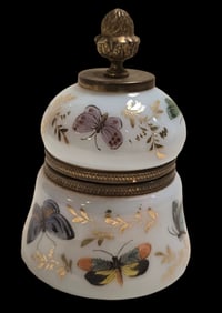 Vintage Hand Painted Art Glass Candle Holder