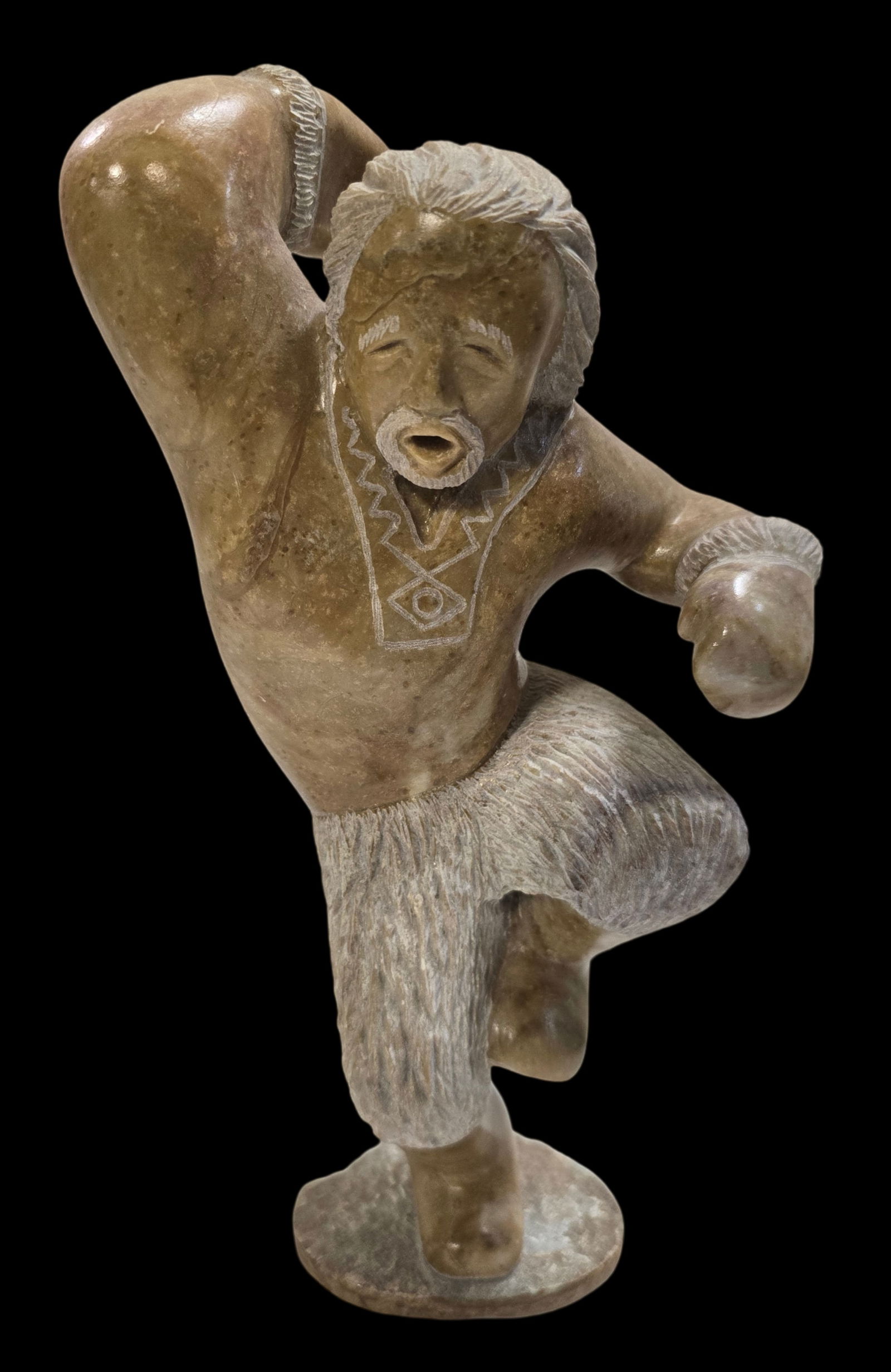 Vintage Native American Inuit Hand Carved Soapstone Sculpture: Very good vintage condition with minor wear according to age, please see pictures. No cracks or repairs. Measures approx. 11" high x 5" wide.