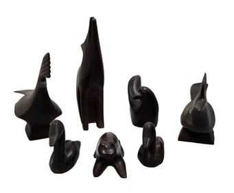 Lot of Hand Carved Ironwood Animal Figurines