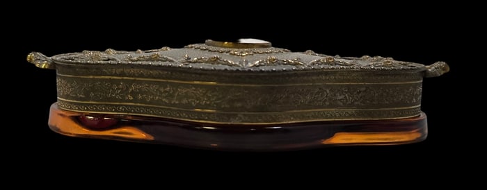 Vintage Brass & Lucite Compact Makeup Case