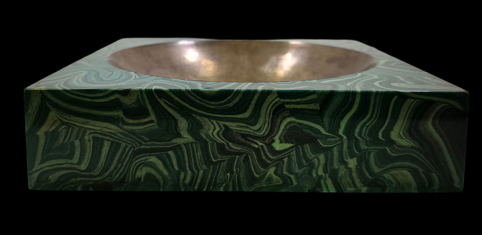 Vintage Faux Malachite & Brass Dish (1 of 5)