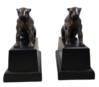 Vintage Pair of CASTILIAN IMPORTS Cast Metal Panther Sculptures