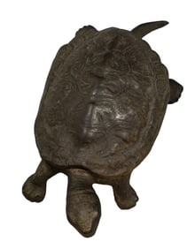 Unusual Vintage Japanese Cast Metal Turtle Figural Trinket Box