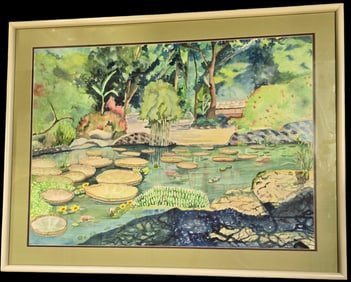Vintage Original Watercolor on Paper Landscape Painting