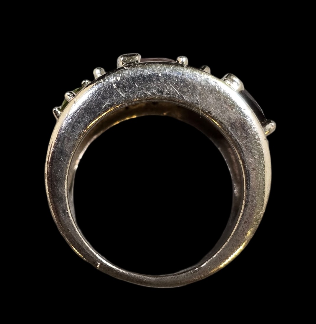 Unusual Vintage Sterling Silver & Gemstone Ring (1 of 6)