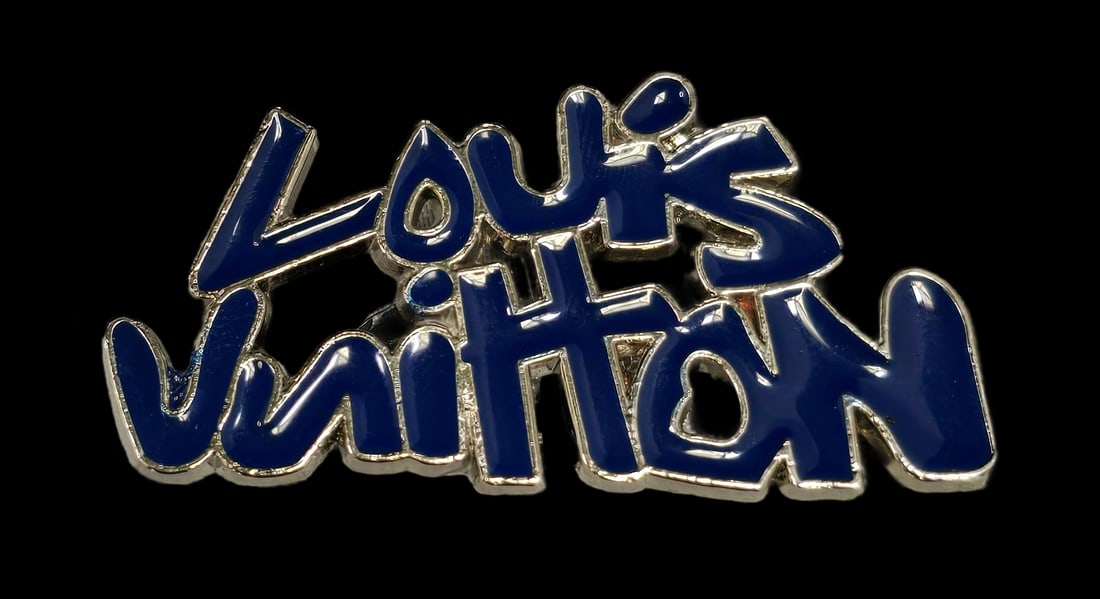 Vintage LOUIS VUITTON Silvertone Metal & Blue Enamel Pin (1 of 6)