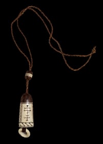 Vintage Scandinavian Hand Carved Bone Pendant Necklace