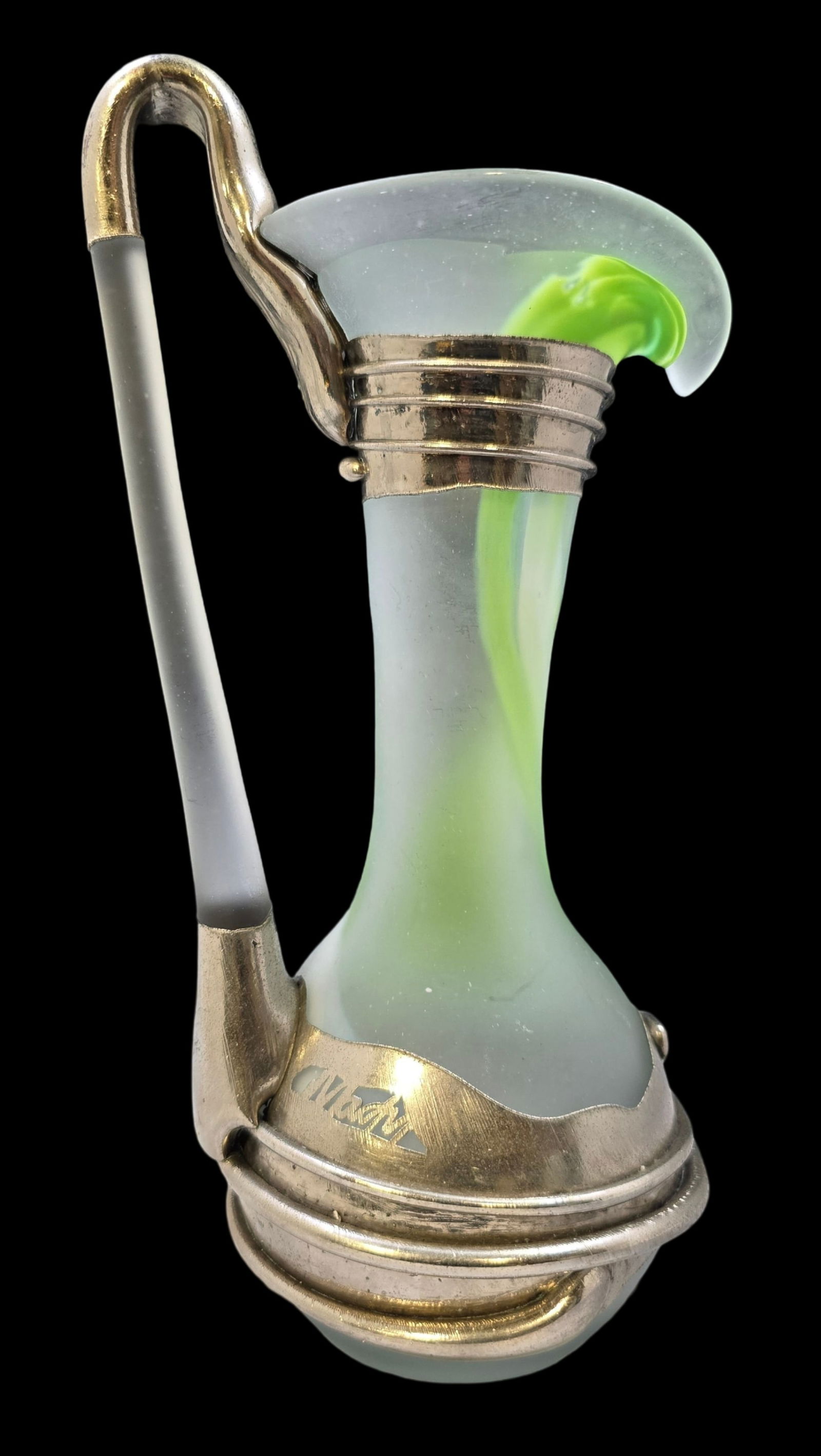 Rare Vintage MADY BENSON Green Art Glass /w Trailed Copper Overlay Jug (1 of 7)