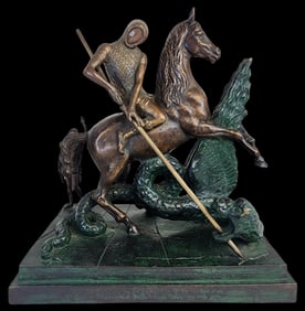 After SALVADOR DALI (Spanish, 1904-1989) Bronze Group "St George and the Dragon"