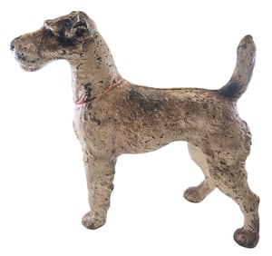 Very Rare & Large 1930s HUBLEY Hand Painted Cast Iron Terrier Sculpture