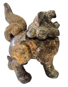 Vintage Asian Cast Iron Foo Dog Censer / Incense Burner