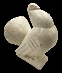 Art Deco GEORGE VENTRILLON for SAINT CLEMENT France Craquelé Enamel Ceramic Pigeon Sculpture