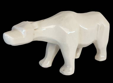 Art Déco Style Cubist L&V CERAM France Craquelé Enamel Ceramic Polar Bear (1 of 10)