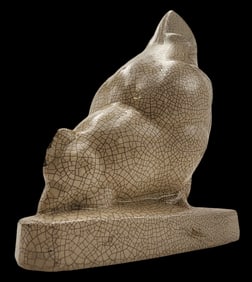 Art Deco European Craquelé Enamel Ceramic Chicken Sculpture