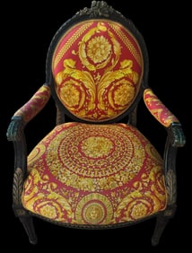 Vintage VERSACE Upholstered Red Arm Chair