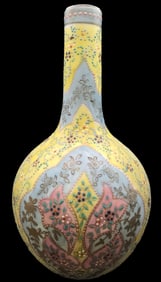 Antique WEBB or HARRACH Hand Enameled Marroccan Ware Art Glass Vase