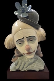 Porcelain sculpture - clown's head bowler - hat gloss by Llladro