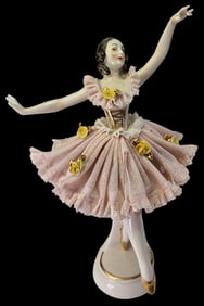 Vintage DRESDEN Germany Porcelain & Lace Ballerina Figurine