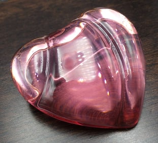 Vintage BACCARAT Barbie Pink Crystal & Sterling Silver Puffy Heart Pin/Brooch