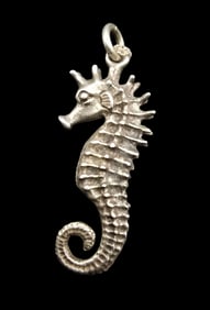 Cute Vintage Sterling Silver Seahorse Pendant Charm
