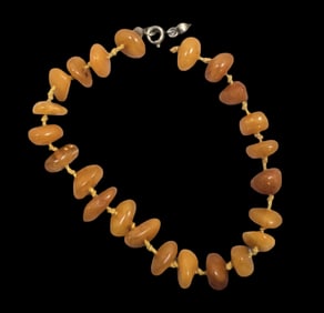 Vintage European Baltic Amber Bracelet /w Silver Closure